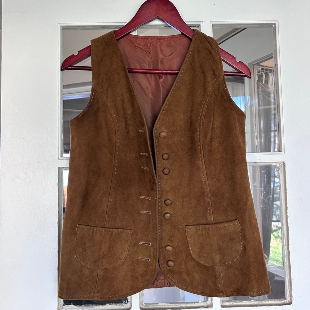 Vintage Brown Suede Button Vest